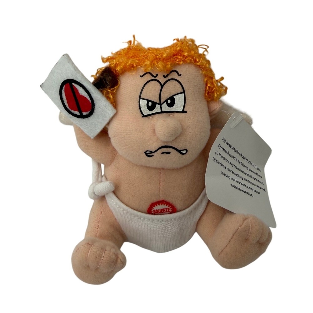 Tekky Toys Grumpy Cupid Plush 6" Orange Hair Angry Angel Anti Valentine Gag Gift
